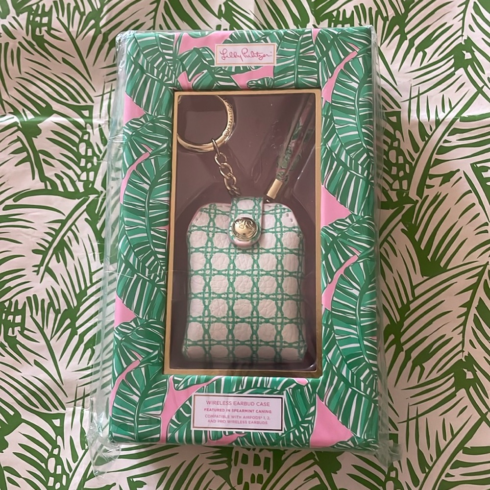 Lilly Pulitzer Spearmint Caning wireless earbuds case for AirPods 1, 2, Pro NWT
